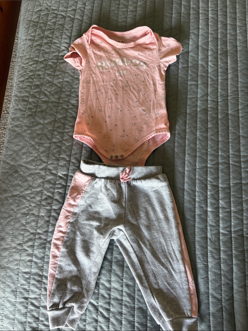 Reebok Pink Star Bodysuit with Gray & Pink Joggers